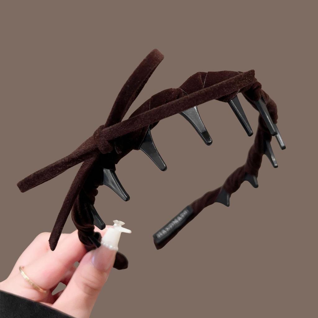 High-End Women's Bow Headband with Teeth - 2025 Face Washing & Hair Pressing Accessory