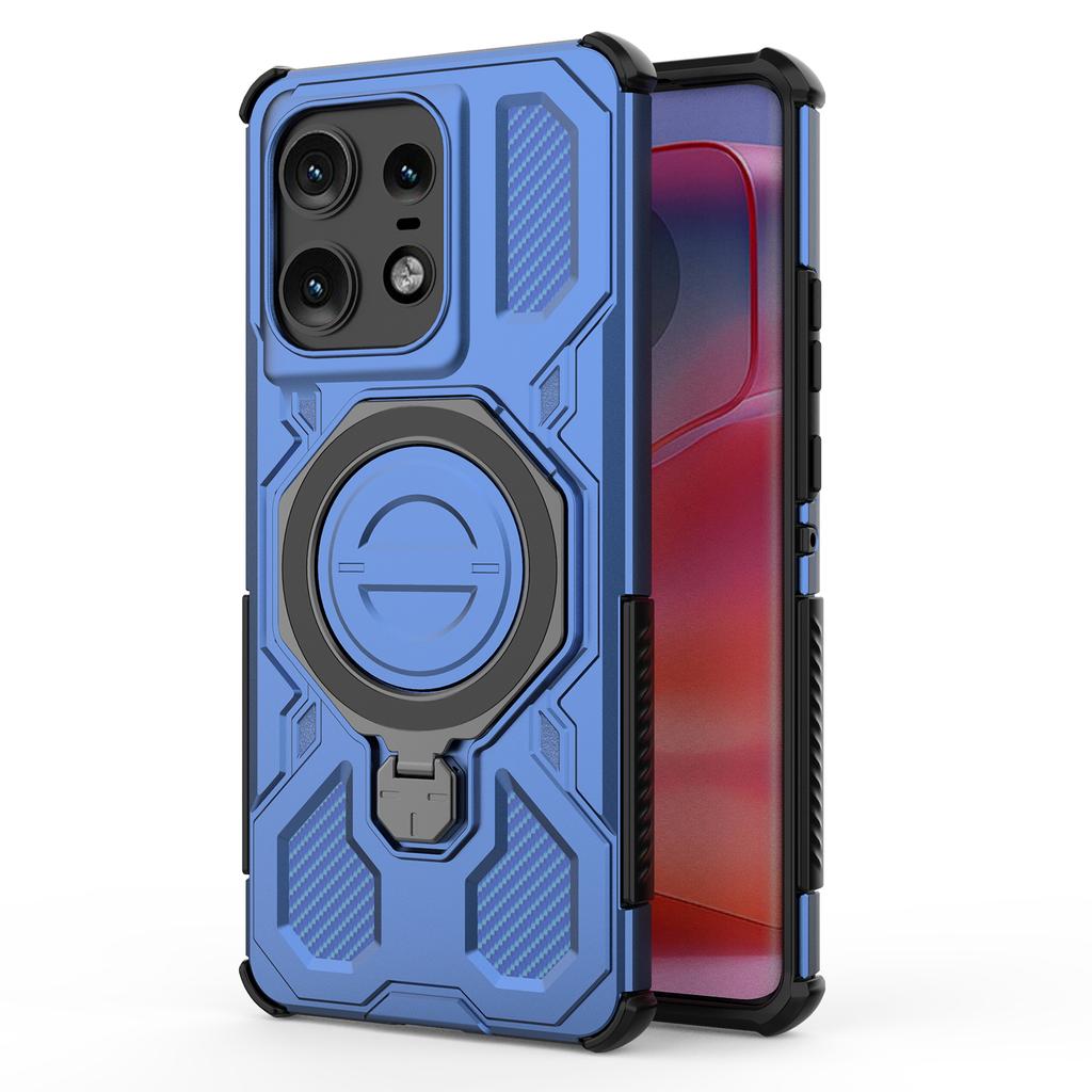 For Motorola Edge 50 Pro 5G Magnetic Case Rotating Metal Kickstand PC+TPU Phone Back Cover