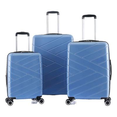 Set of 3 Expandable Rigid Trolley Polycarbonate Suitcases - LYS Paris 395/3 - 393 &; 395 Blue