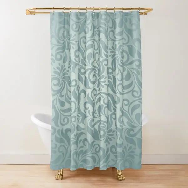 Tenda Doccia Vetro Colorato Zaffiro Giada Mandale Fiore di Mandala Linee Esposizione Opere d'Arte Tessuto Tende da Bagno con 12 Ganci