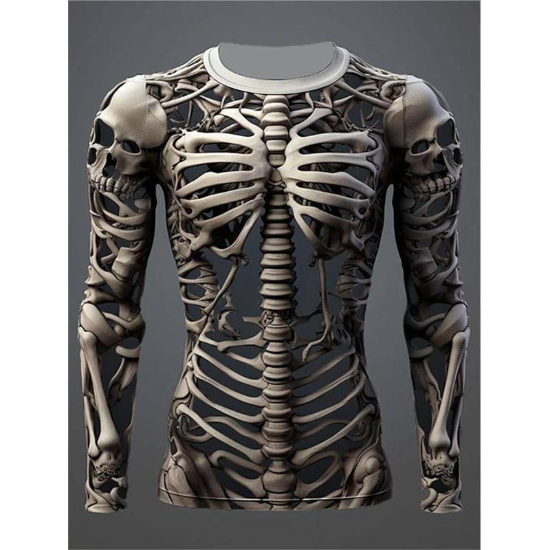 Halloween Horror Skull Skeleton 3D Print T-Shirts Men Woman Fashion Long Sleeve T Shirt Harajuku Pullovers Tees Top Kid Clothing