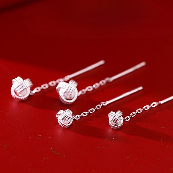 Sterling Silver Ruyi Knot Tassel Stud Earrings - 2026 Light Luxury Fashion for Women