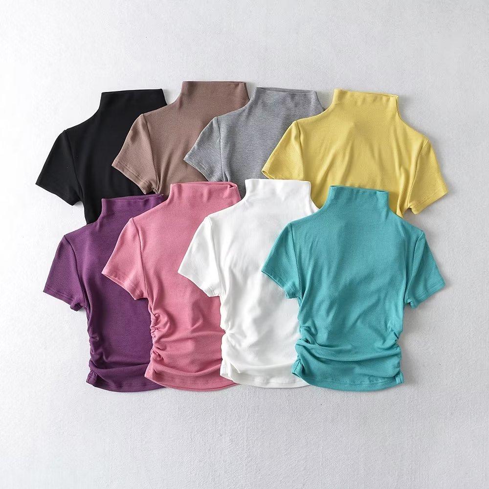 Trendy Ruched Short Sleeve Bodycon Top for Women