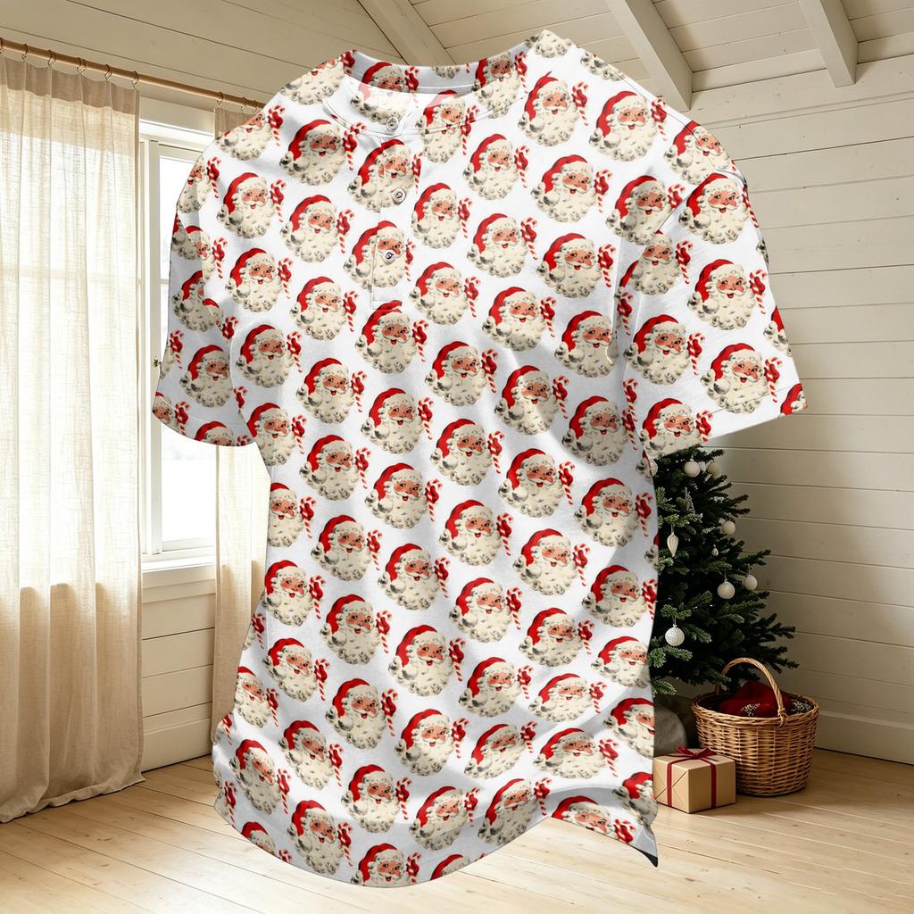 Men's Quick Dry Short Sleeve Neck T-Shirt with Christmas Print