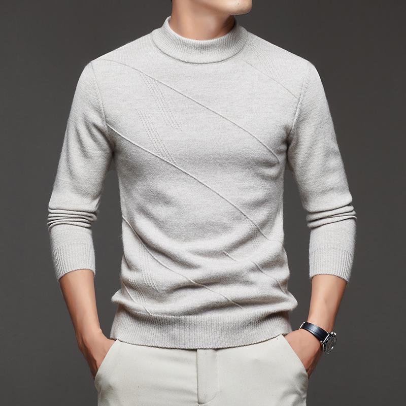 Herren Dicker Jacquard-Strickpullover - Herbst/Winter Warme Basisschicht für Väter mittleren Alters