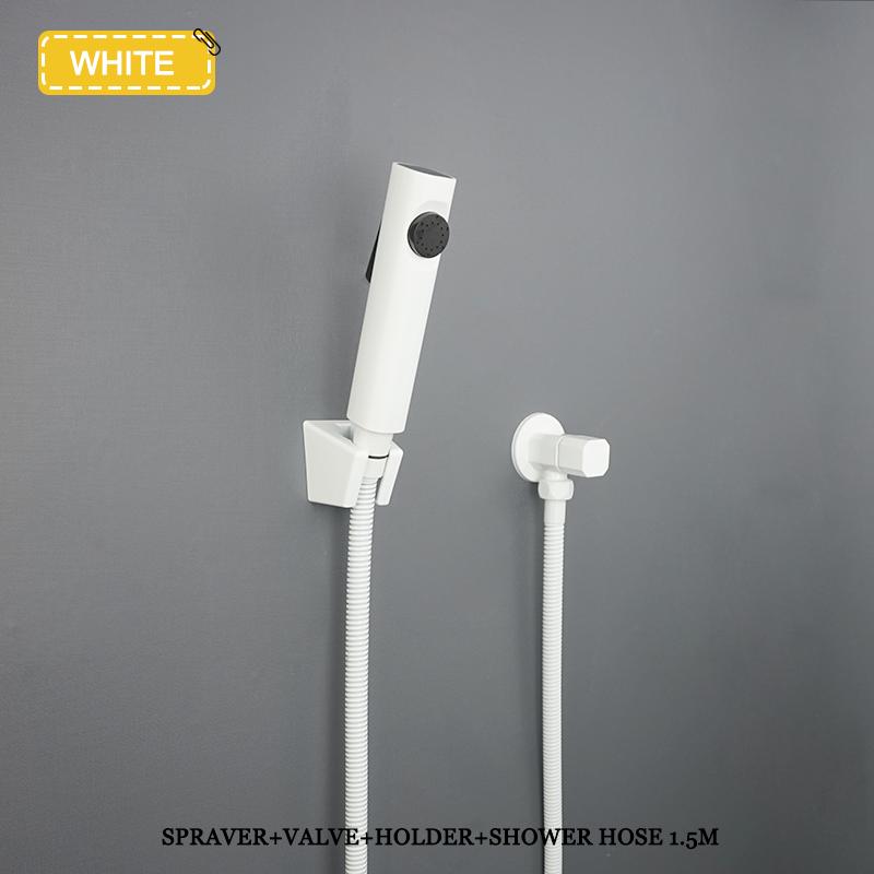 Set Bidet Portatile con Doccetta a Mano Montaggio a Parete Bianco Pistola a Spruzzo Doccia Portatile Rubinetto Risciacquo ad Alta Pressione Spruzzatore Accessori Bagno