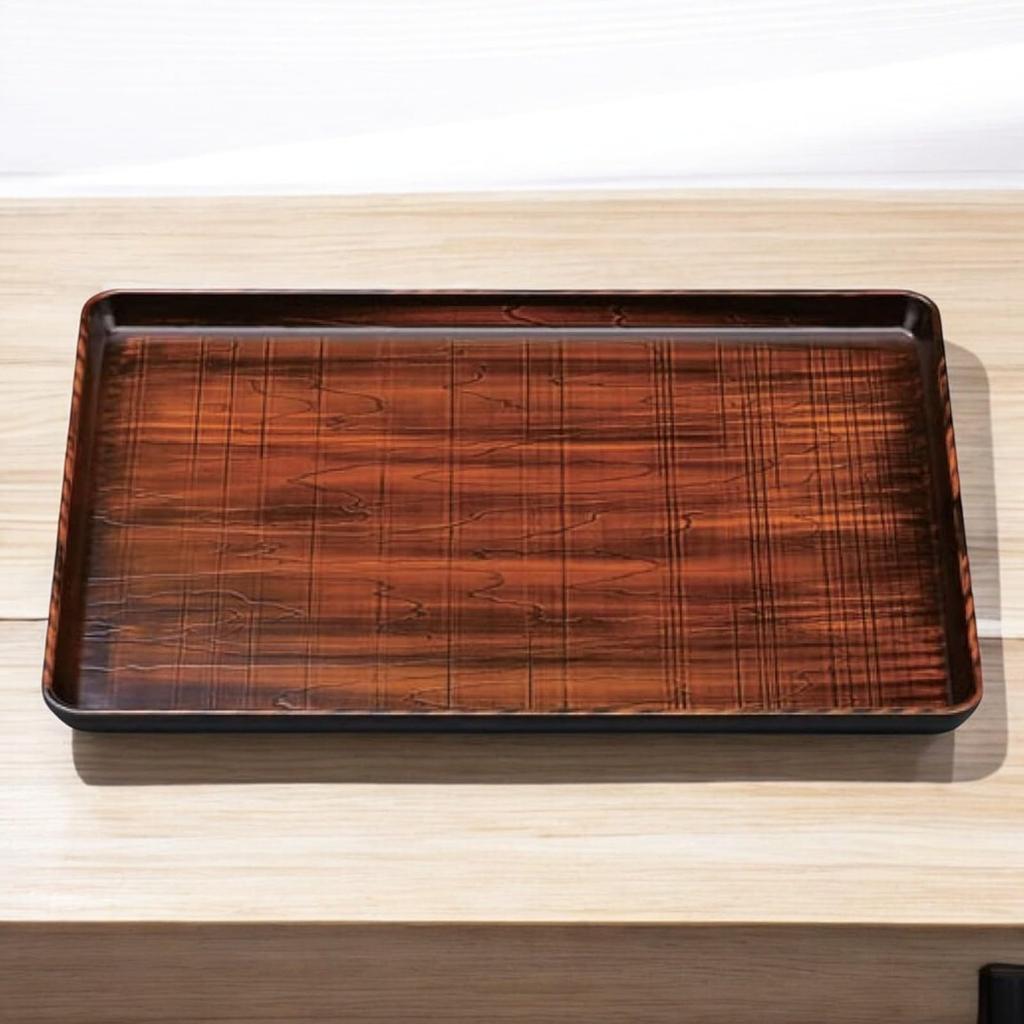 Roughly Carved Wide Tray with Tochigi Lacquerware Made In Japan J-kitchens 3-shaku (1.3m) (Tray) Lacquer, Non-Slip, 39cm, (ABS Resin),