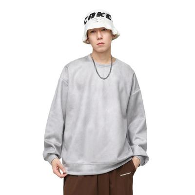 Men's Autumn and Winter Sweatshirt New Heavyweight Loose Large Size Inner Wear Men's Round Neck Long-sleeved Solid Color Bottoming Shirt