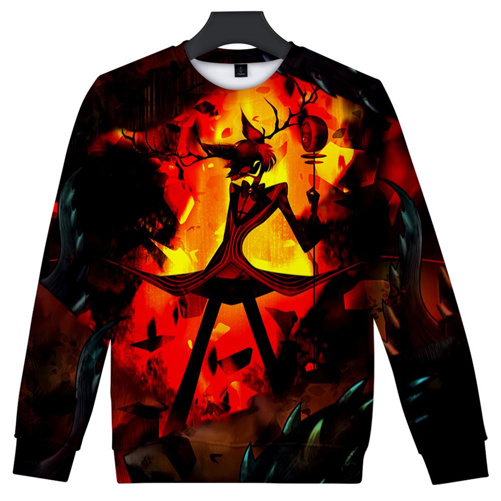 10 Colors Women Men's Hazbin Hotel Anime Print Hoodies Round Neck Sweatshirts Man Travel Pullover Male Top Streetwear Outdoor Tracksuit