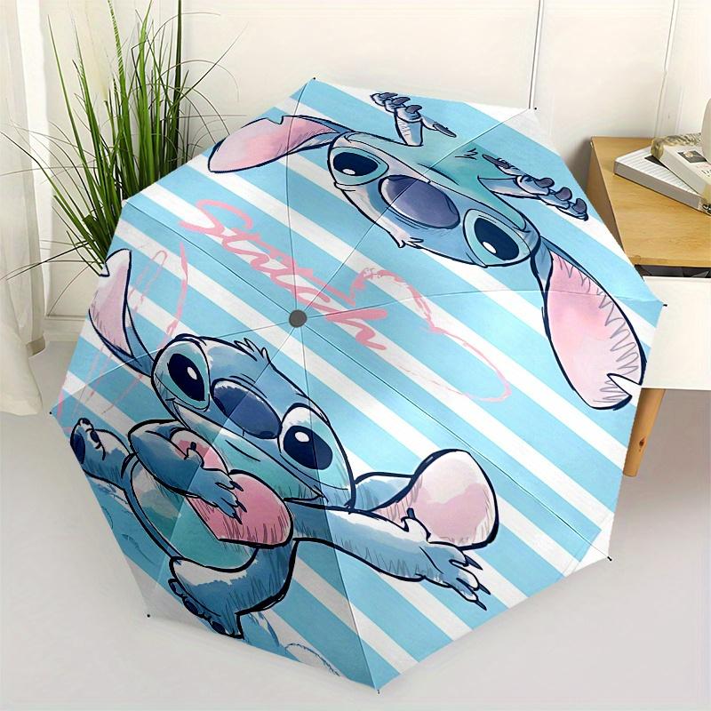 

Stitch, Heart Automatic Opening and Closing Umbrella - 8 Ribs Portable Folding Umbrella with Plastic Handle, Suitable for Leisure and Hallow