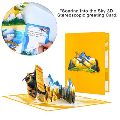 3D Pop-up Flugzeug Geburtstag Vatertag Männer Grußkarte für Ehemann Papa Sohn Opa mit Umschlag