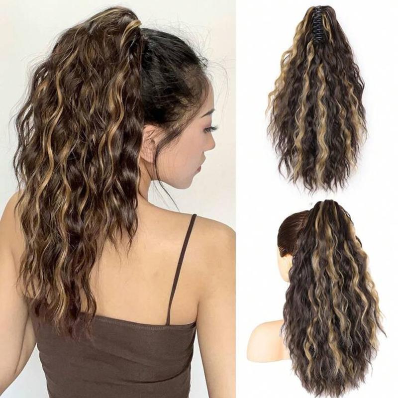 18 Zoll Synthetische Wellige Lockige Pferdeschwanzverlängerung Klaue Clip-On Haarteil Für Frauen Natürliches Falsches Haarteil Pferdeschwanz Perücke Welle Griff Pferdeschwanz