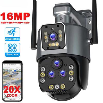 2025 8K 16MP WiFi IP Camera 20X Zoom PTZ Outdoor Wireless Security Camera Four Lens CCTV Cam 4K Video Surveillance Cameras Smart Home
