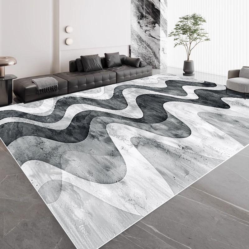 Light Luxury Green Geometric Large Living Room Carpet Modern Home Decoration Bedroom Rugs Soft Non-slip Lounge Sofa Floor Mats