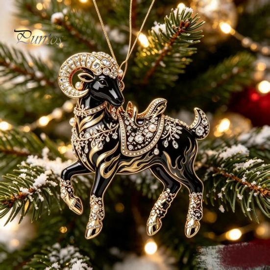 Lightweight Tree Ornaments for Holidays Black Goat Christmas Hanging Ornament, 2D Acrylic Festive Compact Restaurants Pendant, Decorative Car