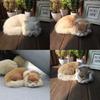 Animal Plush Cat Model With Faux Fur For Home Decor And Photography Props