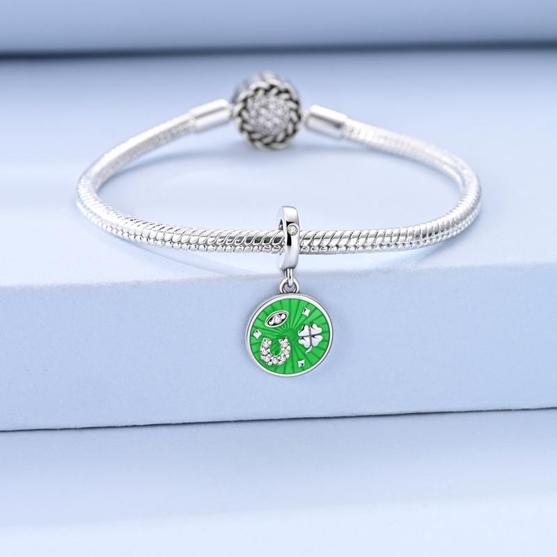 Original 925 Silver Charms Horseshoe Four Clover Eyes Pendant Fit Original Bracelet Necklace For Women DIY Jewelry Gift