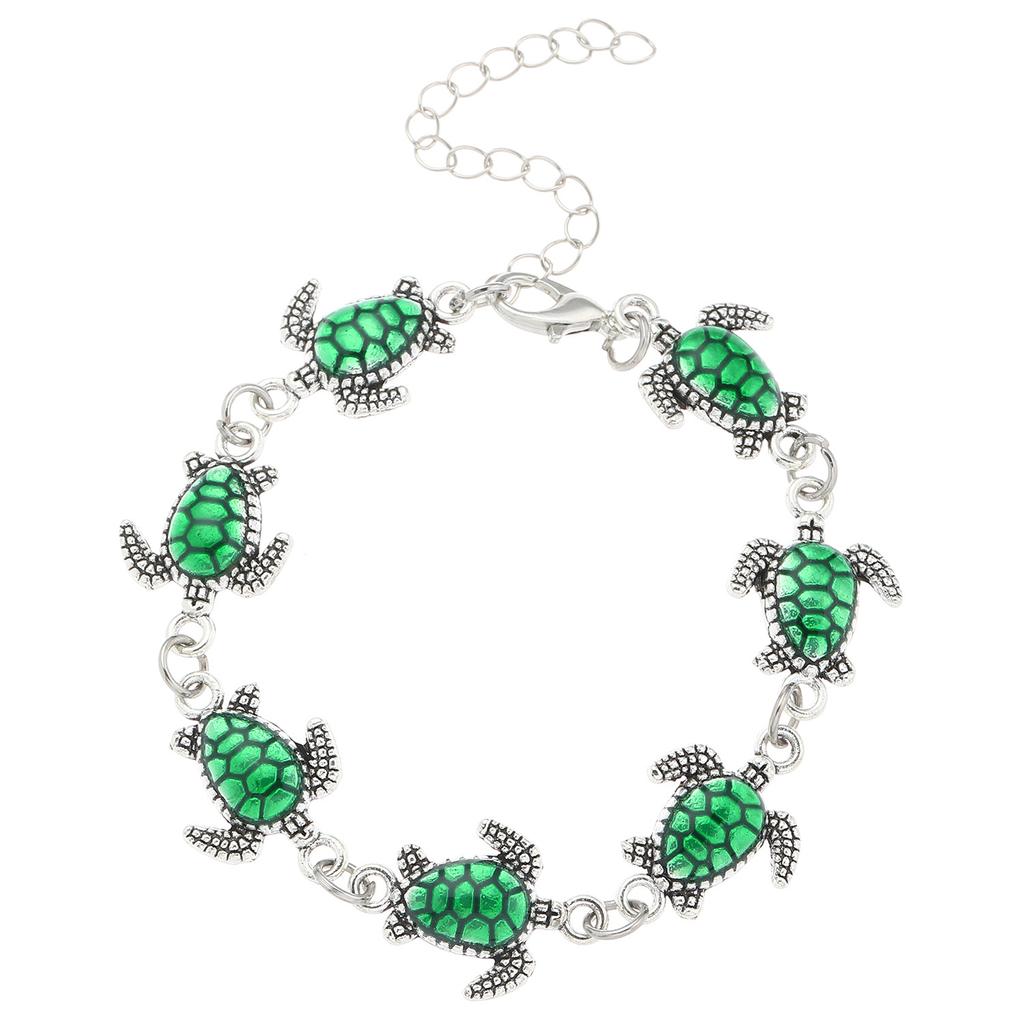 2025 new beach vacation wind alloy turtle handmade bracelet fashion niche retro jewelry spot wholesale