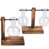 1PC Glass Greenery Flower Arrangement Container Home Hydroponic Vase Desktop Decoration Wooden Frame Transparent Decorative Items