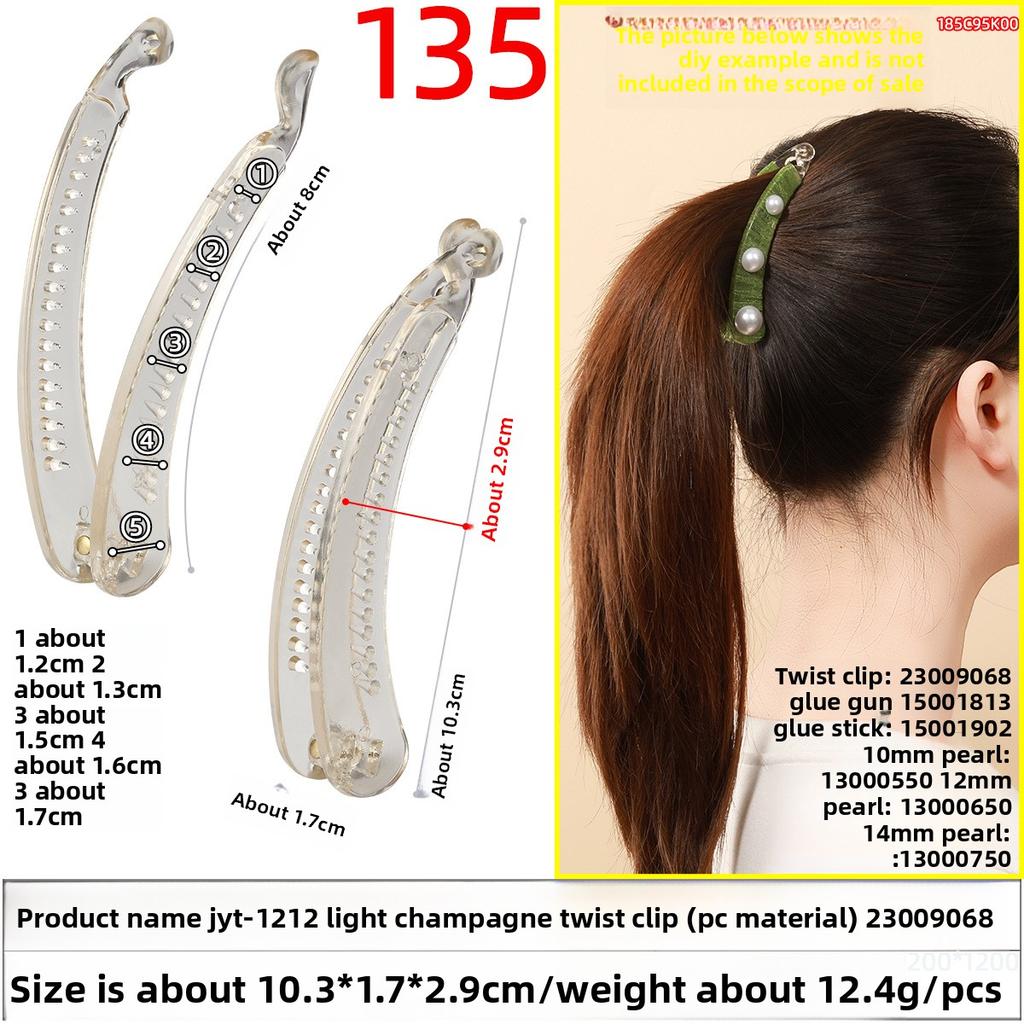 The Hairpin Has A Sweet Twist Clip At The Back of The HeadA Moon-shaped Banana Clip and A Half-tied Ponytail Vertical Clip