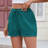Modische, einfarbige, lässige Shorts mit Kordelzug und Tasche für Damen