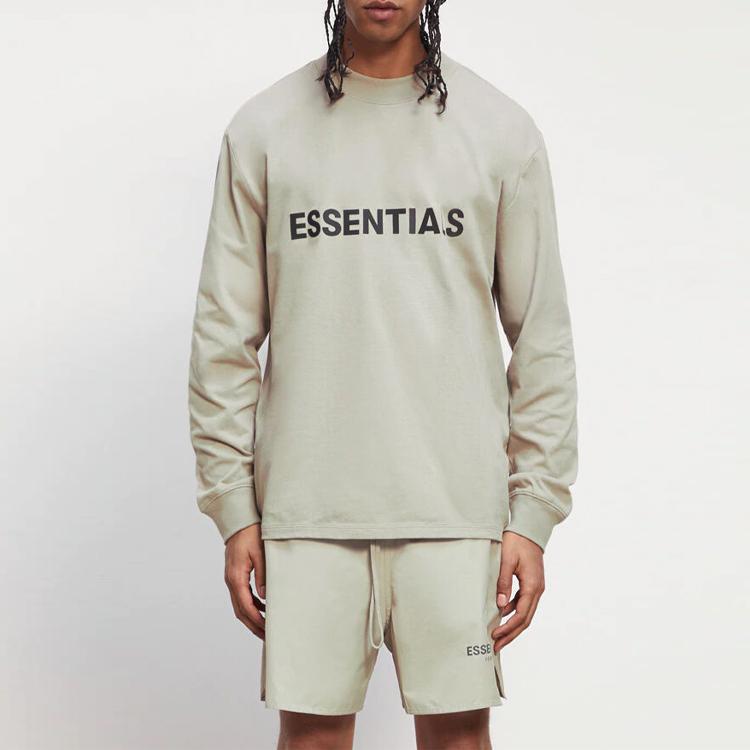 Fear of God Essentials FW20 Long Sleeve T-shirt with Front Lettering Men Tops Moss FOG-FW20-293