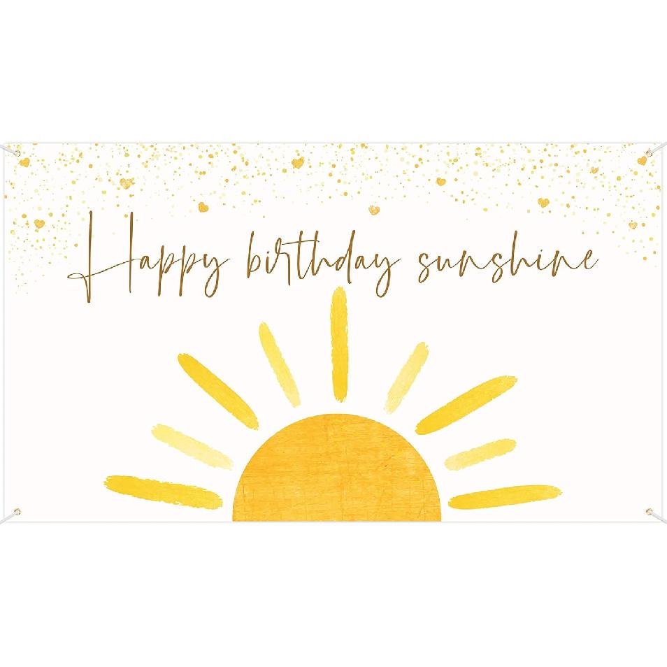 Boho Sun Happy Birthday Sunshine Backdrop Banner First Trip Around the Sun Wall Hanging Decor Muted Sunrise Theme Birthday Party Photography