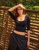 Kulsiseu Cs Slim U-Neck 3/4 Top-069 (Black)