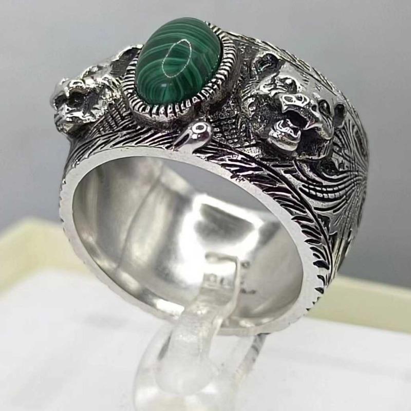 Sace Gems The Tiger Head 6*9mm Malachite Bărbați Inel 925 Sterling Silver Bijuterii fine Cadou de logodnă de nuntă