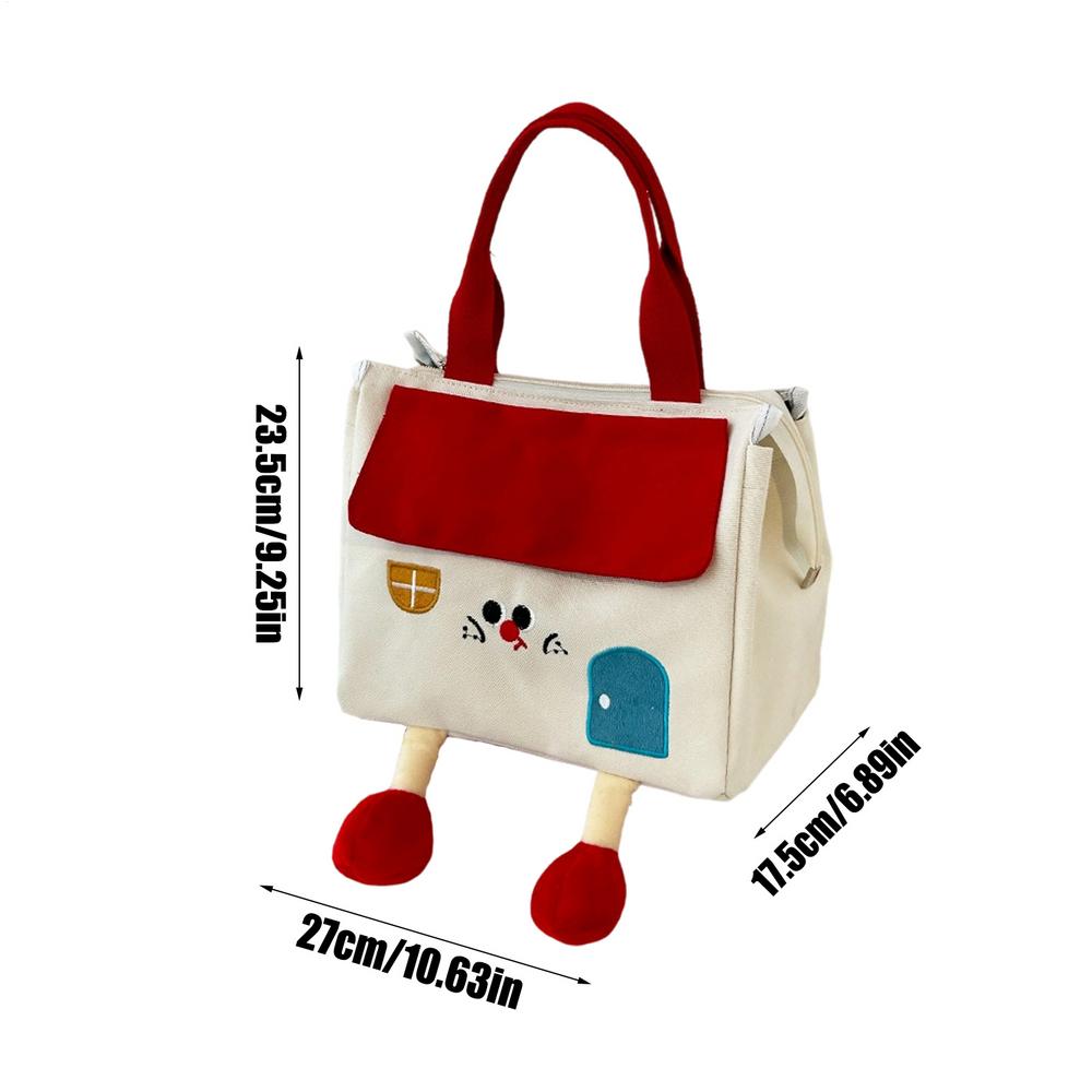 Lunch Tote Bag for Women Small house lunch box bag insulation portable meal bag Cute Bento Bag Reusable Student Lunch Box Bag красный