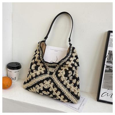 Sommerliche lässige Strohtasche personalisierte Handtasche Mode Umhängetasche Tragetasche große Kapazität Freizeit Urlaub Strandtasche