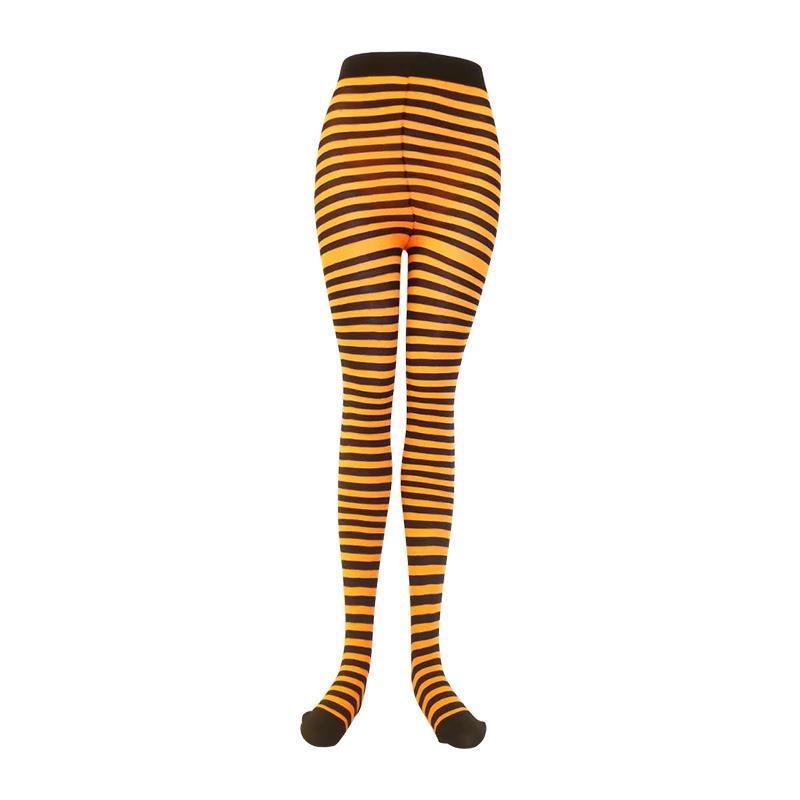 Gothic-Punk-Strumpfhose für Damen, gestreift, Regenbogen, lange Strumpfhose, Halloween, Weihnachten, hohe Taille, Cosplay-Strumpf, elastische, dünne Legging