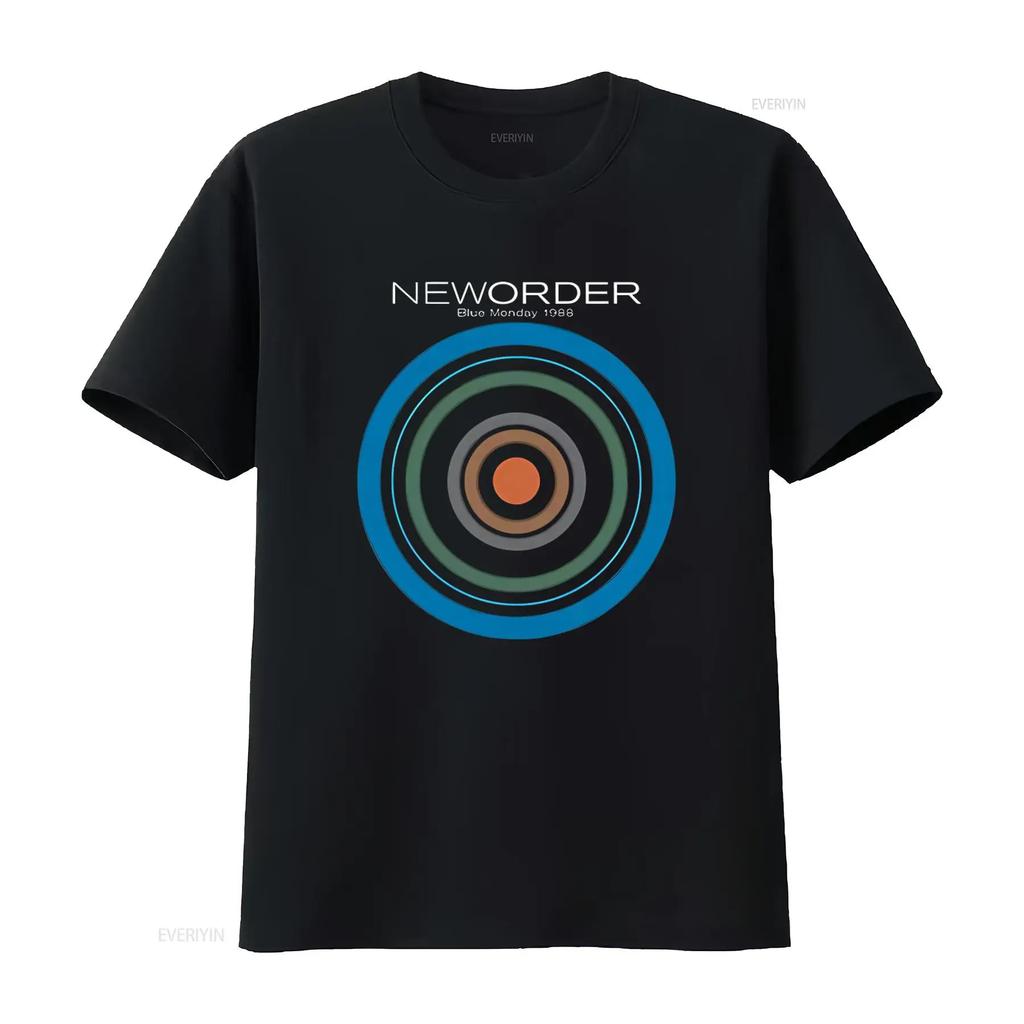 Amplified Adult New Order Blue Monday 1988 T Shirt Print Design Black Vintage Washed Stretched Streetwear Versatile Unisex