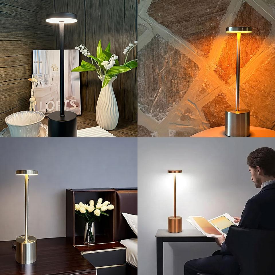 Table Lamp LED Touch Switch Desktop Night Light Rechargeable Wireless Reading Lamp Brightness Changeable  Decoration Night Light