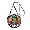 Tiger Print Round Shoulder Bag Casual Messenger Bag for Woman Best Gifts 2D Flat Casual Daily Crossbody Bag