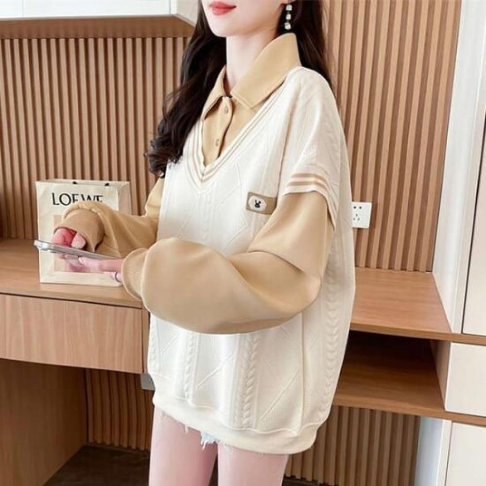 Navava Casual Two In One Collar Long Sleeve Sweatshirt Nt2290