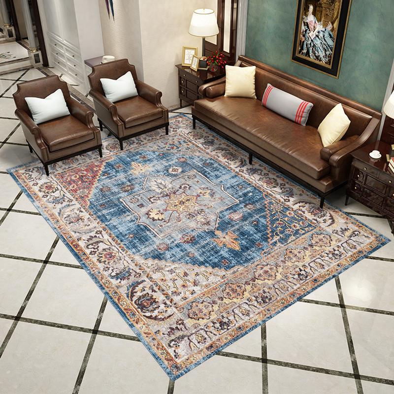 Retro Bohemian Style Carpet Home Large Area Anti Slip Sofa Coffee Table Decoration Carpet