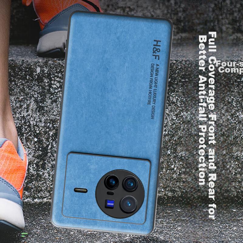 HotFire Phone Case for Vivo X80, Vivo X80 Protective Cover, Upgraded Skin-Like Matte Lens Full Protection Silicone Case - Coral Blue