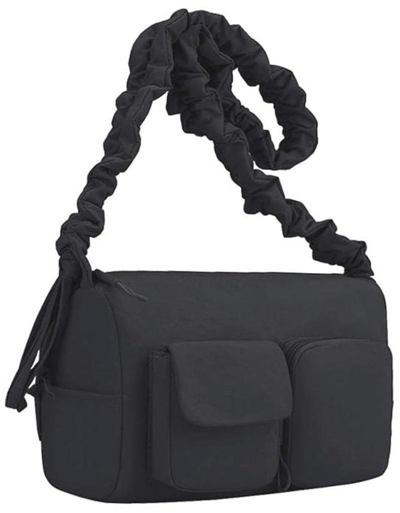 A-fua Women's Small Nylon Underarm Messenger Bag, 2-Way Crossbody Bag (Black)