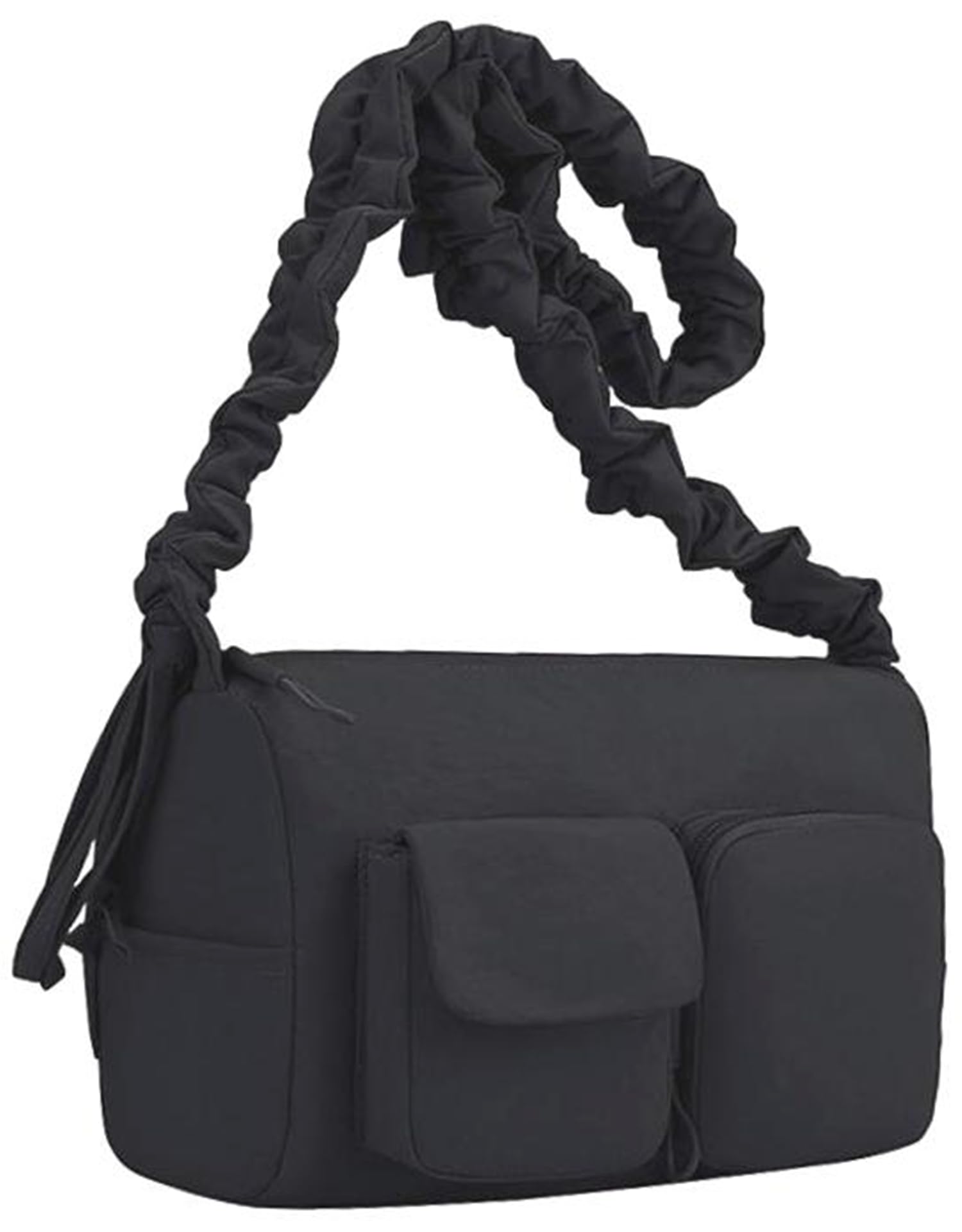 a-fua Женская маленькая нейлоновая сумка-мессенджер на предплечье, сумка через плечо 2-в-1 (черный)