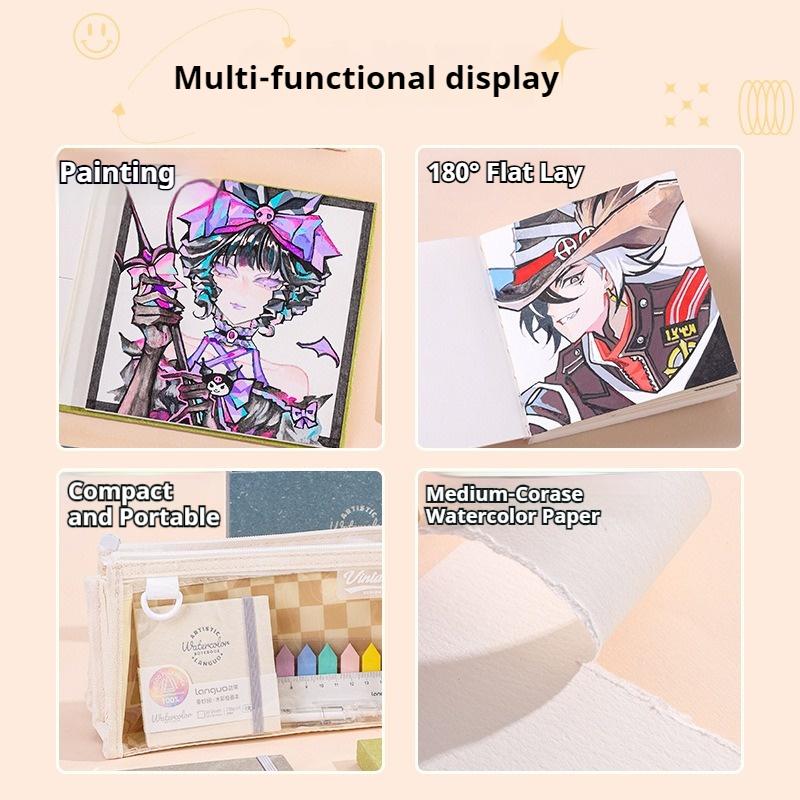 Languo Watercolor Drawing Book Thick Paper GSM 230/300g Watercolor Book Tearable Paint Book Portable Inspiration Record Notebook