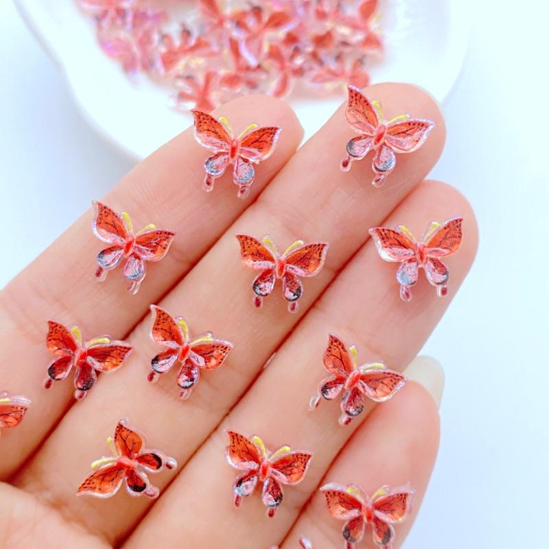 50Pcs New Cute Mini 9*11mm Shiny Butterfly Flat Back Resin Scrapbooking DIY Jewelry Craft Decoration Accessories