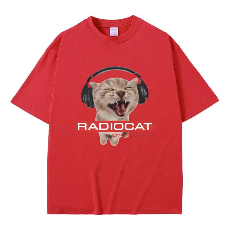 British Rock Band Radiohead Funny Radiocat The Bends Print Tshirt Unisex Women Vintage Gothic Oversized Tshirt Unisex Meme T Shirt S