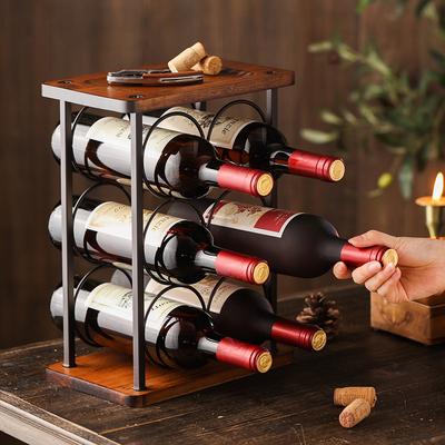 Creative American Metal Wood Bottom Red Wine Cup Ανάποδη κρεμάστρα Εστιατόριο Μπαρ Διακοσμήσεις με ράφι κρασιού
