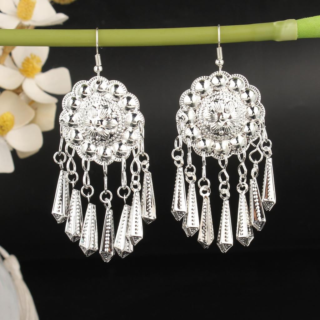 Turquoise Earrings Bohemian Drop Ear Earrings with Tassels, Geometric Alloy, Retro Style, Boastful Ear Accessories