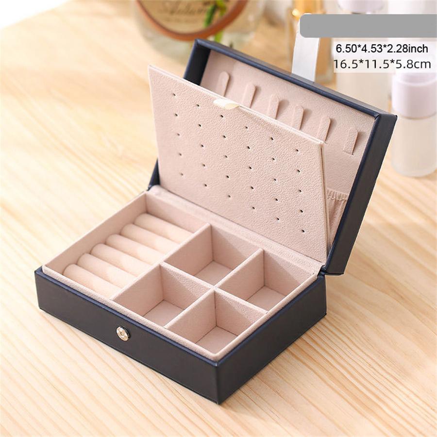 Trendy PU Leather Jewelry Boxes Portable Travel Stud Earring Ring Necklace Bracelet Storage Box Jewellery Display Case Organizer