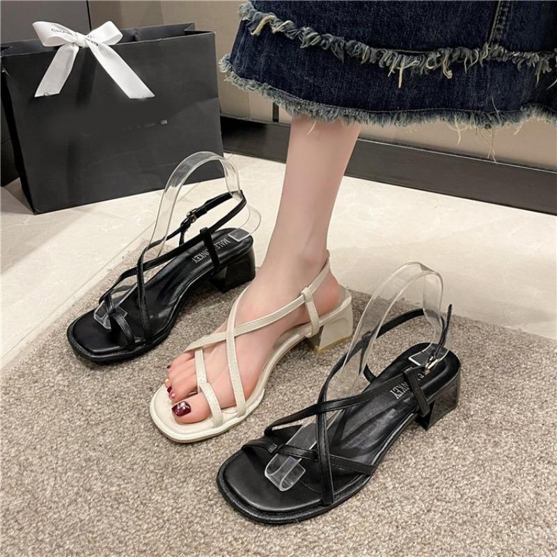 Fashion Sandals Women Summer Fashion Women's Sandals 2025 Roman Thick Middle Heel Sandales Comfort Shoes for Women Flip Flops Sandalias