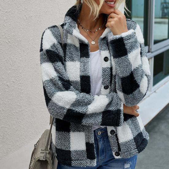 fluffy plaid jacket