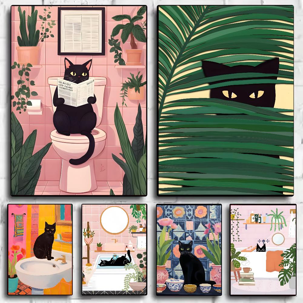 Art Green Bedroom and Cat Poster Minimalist Wall Art Print Canvas Painting Posters for Living Room Modern Home Decor