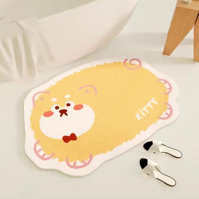 Cute piggy imitation cashmere room bathroom floor mat absorbent non-slip washstand toilet carpet